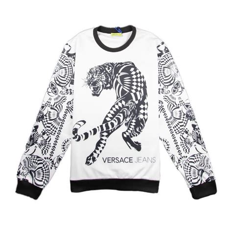 versace jeans tiger panel neoprene hoodie|Versace sweatshirt sale.